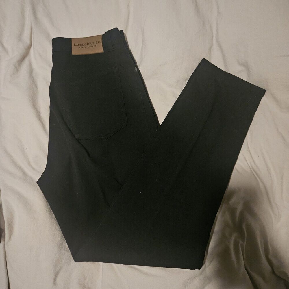 Lauren Ralph Lauren Sz 8 High Rise Slim Jean Black Cotton Spandex Euc Never Worn